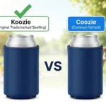 Koozie vs Coozie side-by-side drink sleeve comparison banner